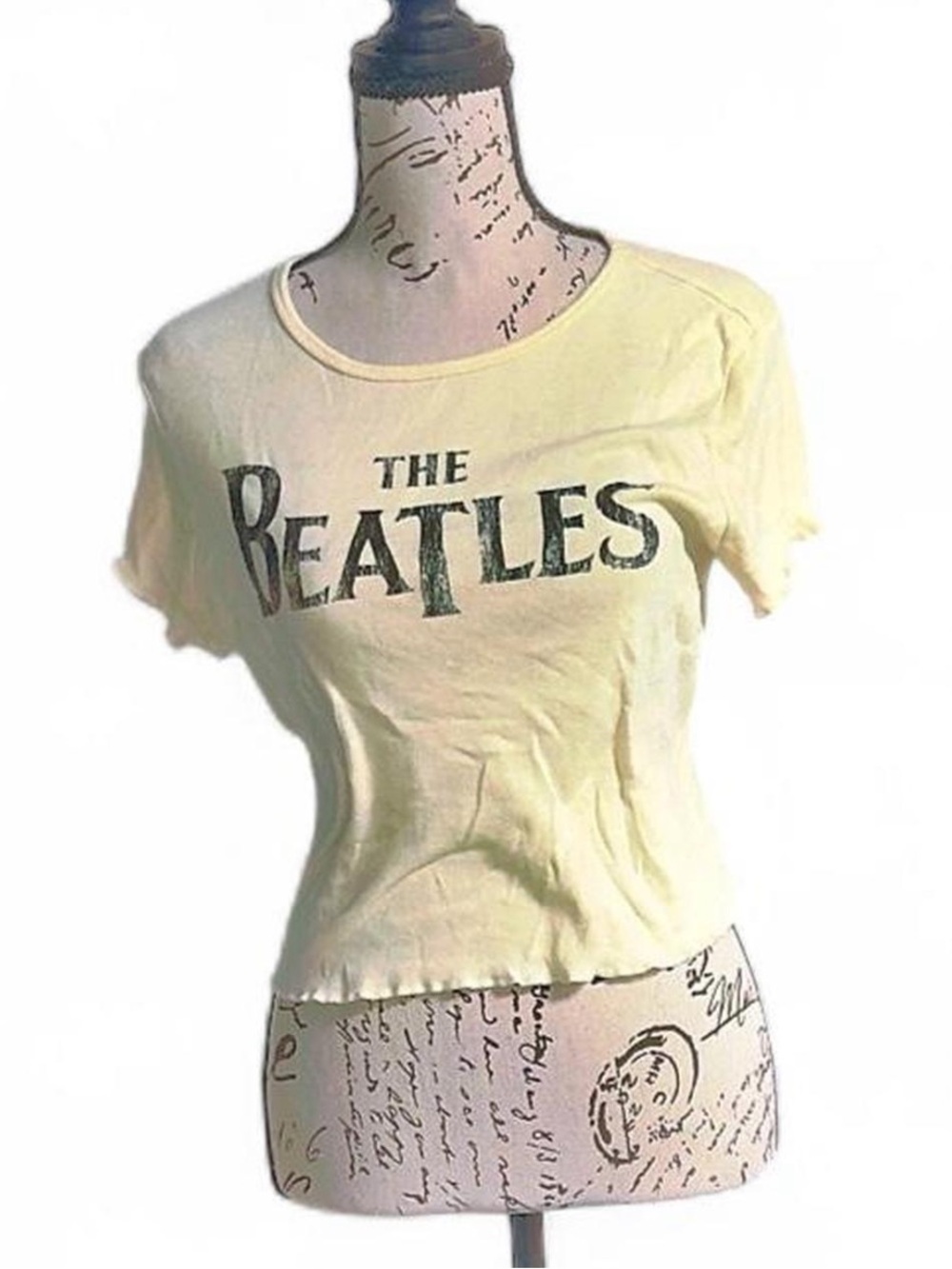 The Beatles light yellow baby tee medium women’s